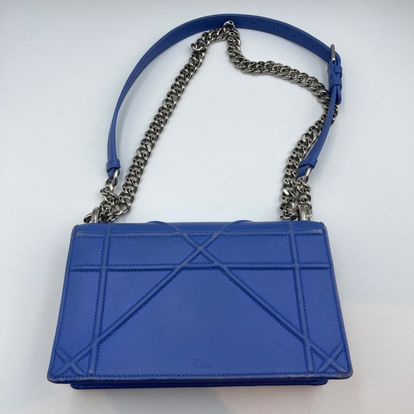 Christian Dior small Diorama flap bag in blue silver leather shoulder bag - Picture 5 of 16